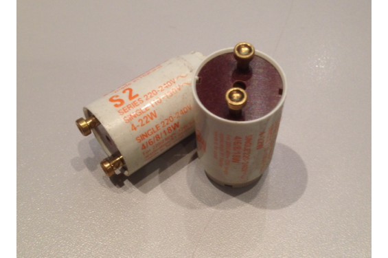 MAZDA - Starter S2 pour tube fluorescent 60cm - 4W à 22W - Séries 220-240V (Neuf) MAZDA - Starter S2 pour tube fluorescent 60cm - 4W à 22W - Séries 220-240V (Neuf)