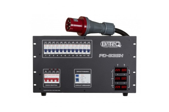 BRITEQ - Bloc d'alimentation PD-63SH - 12 x 16A mono - 2 x Harting 16 Broches + 2 Socapex 19 broches (Neuf) BRITEQ - Bloc d'alimentation PD-63SH - 12 x 16A mono - 2 x Harting 16 Broches + 2 Socapex 19 broches (Neuf)