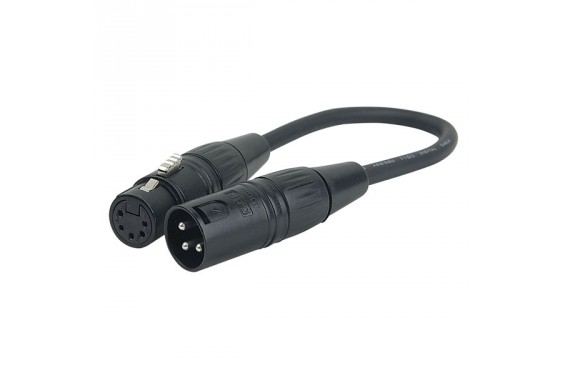 SHOWTEC - Adaptateur standard DMX 3 points M&acirc;le / 5 points femelle - 25cm (Neuf)