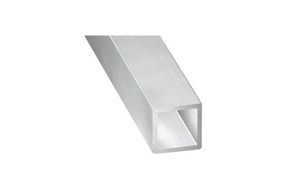 Profilé carré aluminium 40x40mm  - Epaisseur 3mm - Livré avec 2 bouchons - Longueur 0,5m (Neuf)