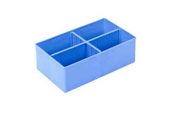 Modular container with 4 blue compartments 278x178x90mm  - Sold by 20 pieces (New)