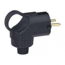LEGRAND - Male plug angled black rubber CEE 250V - 16A - 2 contacts (New)