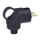 LEGRAND - Male plug angled black rubber CEE 250V - 16A - 2 contacts (New)