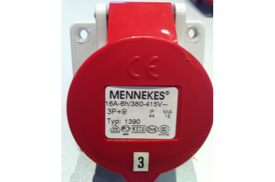 MENNEKES - Red Fixed connector Female CEE 380V - 16A - 4 contacts (New)