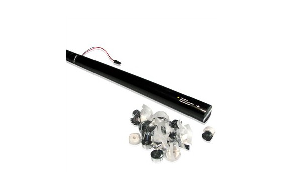 Canon &agrave; serpentins &eacute;lectrique &agrave; usage unique - 80cm - Blanc et Argent (Neuf)