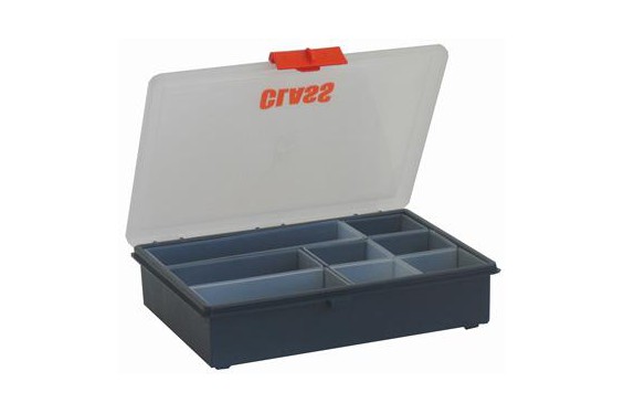 Storage série 5000 - Mallette de rangement avec 8 godets amovibles 186x240x55mm bleu avec fermetures en orange (Neuf)