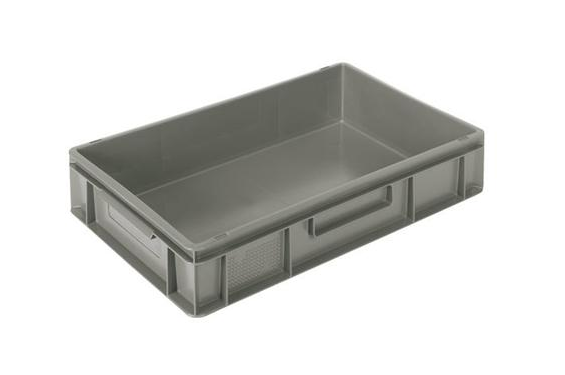 Euronorm stacking box 600x400x120mm gray background and solid sides (New)