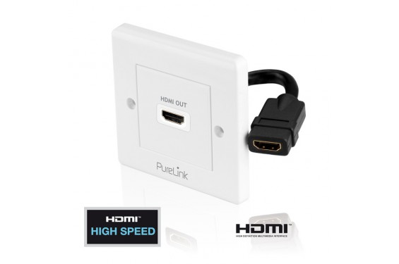PureInstall - PI100 HDMI wall outlet 1-port & 1 HDMI female plug (New)