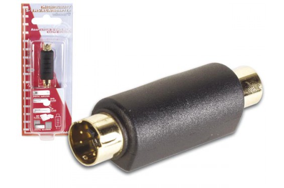 VELLEMAN - Adaptateur S-VHS m&acirc;le mini-DIN 4 p&ocirc;les vers RCA femelle dor&eacute; - AVW140 (Neuf)