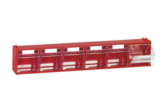 Tilt bin unit - 600x96x112mm - 6 bins - Series 7000 - Red (New)
