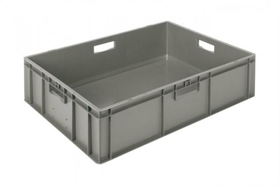 Euronorm stackable bin 800x600x210mm - standard back and sides full - Grey (New)