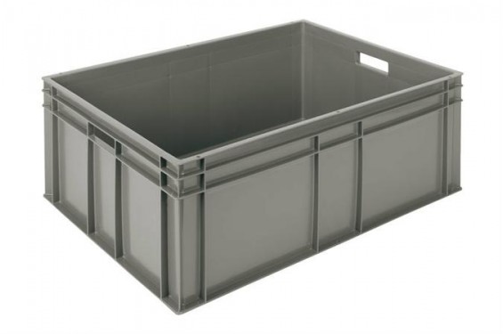 Bac empilable Euronorm - 800x600x315mm - renforc&eacute; fond et c&ocirc;t&eacute;s pleins  - Gris (Neuf)