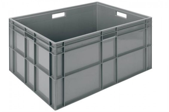 Bac empilable Euronorm - 800x600x410mm - renforc&eacute; fond et c&ocirc;t&eacute;s pleins  - Gris (Neuf)
