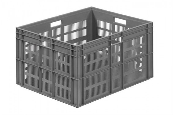 Bac empilable Euronorm - 800x600x410mm - renforc&eacute; fond et c&ocirc;t&eacute;s ajour&eacute;s  - Gris (Neuf)