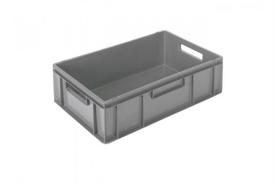Euronorm stackable bin 600x400x170mm - standard back and sides full - Grey (New)