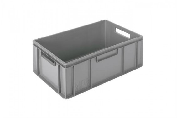 Euronorm storage bin - 600x400x220mm - Standard closed base and sides - Grey (New)
