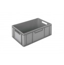 Euronorm storage bin - 600x400x220mm - Standard closed base and sides - Grey (New)