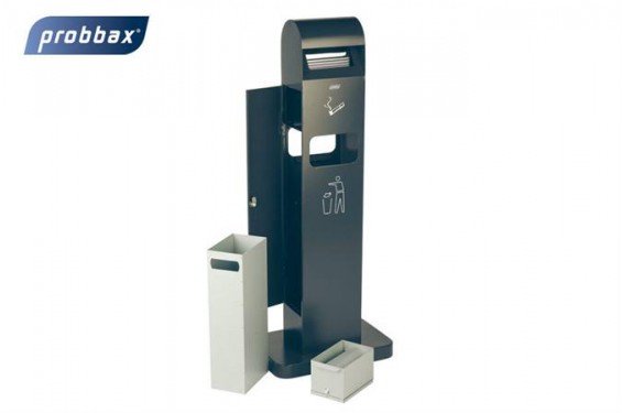 Cendrier sur pied "totem" - 2L + poubelle int&eacute;gr&eacute;e 8L (Neuf)