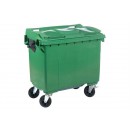 Conteneur à déchets sur roues pivotantes - 660L - Vert (Neuf)