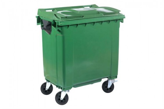 Conteneur à déchets sur roues pivotantes - 770L - Vert (Neuf)