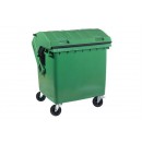 Conteneur à déchets sur roues pivotantes - 1100L - Vert (Neuf)