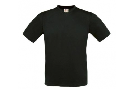 B&C COLLECTION - T-Shirt col V manches courtes noir personnalisable CG153 - Taille S (Neuf)