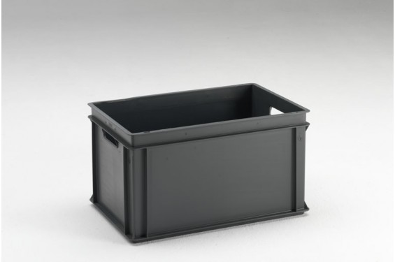 Euronorm storage bin - 600x400x320mm - Standard closed base and sides - Grey (New)