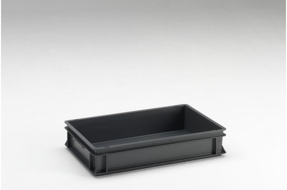 Bac empilable Euronorm Premium - 600x400x120mm - standard fond et c&ocirc;t&eacute;s pleins  - Gris (Neuf)