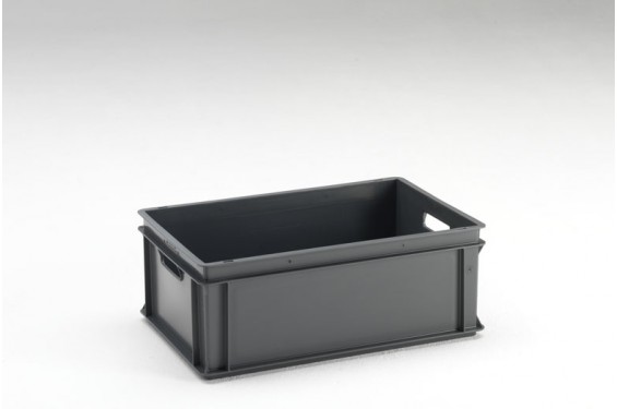 Bac empilable Euronorm Premium - 600x400x200mm - standard fond et c&ocirc;t&eacute;s pleins  - Gris (Neuf)