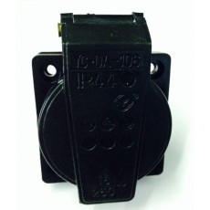 Embase Femelle Noir 250V - 16A - IP54 - 2 contacts avec clapet - Norme Allemande (Neuf)