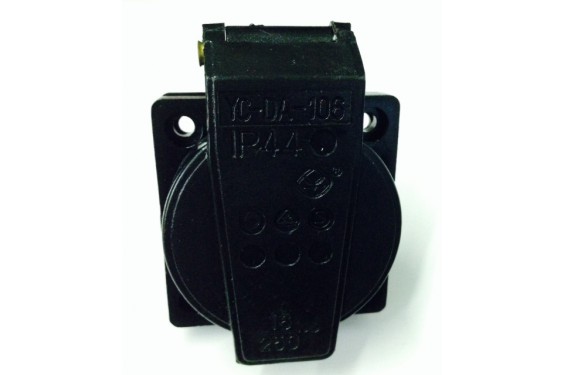 Female Black Base 250V - 16A - IP44 - 2 contacts with valve - Standard German (New)