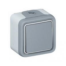 LEGRAND - Push button switch gray plastic 2 poles - 230V (New)