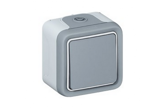 LEGRAND - Interrupteur poussoir plastique gris 2 p&ocirc;les - 230V (Neuf)