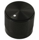 Bouton de réglage pour potentiomètre - Noir - Indicateur Blanc - Axe 6mm - Diamètre 20mm (Neuf)