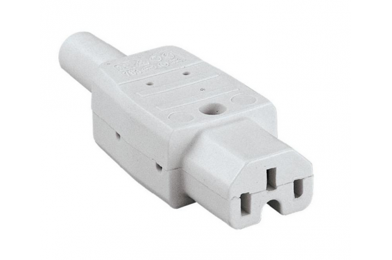 Prise secteur IEC connecteur femelle droit C15A 250V - 16A - Blanc (Neuf)