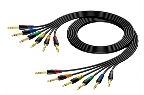 PROCAB - 6.3 mm Jack male stereo to 6.3 mm Jack male stereo - Cable set in 6 colours - 1m (New)
