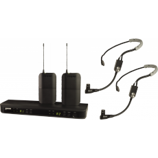 SHURE - Ensemble micro HF sans fil comprenant double récepteur BLX88E, 2 émetteurs ceinture BLX1 et 2 micros serre-tête SM35-TQG
