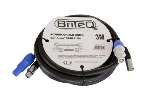 BRITEQ - Combined Powercon to XLR cable - 3m (New)