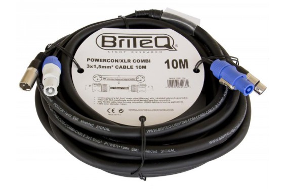 BRITEQ - Combined Powercon to XLR cable - 10m (New)