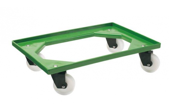 Chariot de transport avec 4 roulettes pivotantes et fourches poly pour bacs 600x400mm ou 400x300mm (Neuf)
