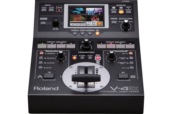 ROLAND -  V4EX - Mélangeur vidéo V4 EX avec entrée/sortie HDMI, streaming USB et écran tactile à affichage multiple intégré (Neu