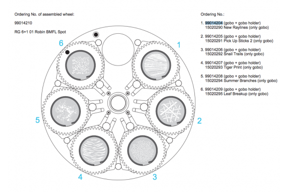 ROBE - Roue de gobos rotatifs assemblées - n°1 pour ROBIN BMFL Spot (Neuf)