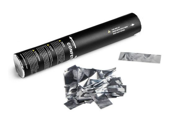 Canon à confettis métalliques manuel - 28cm - Argent  (Neuf)