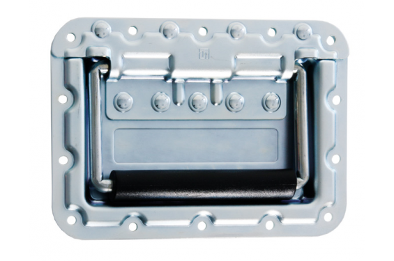 ADAM HALL - Grande Poign&eacute;e encastrable &agrave; ressort cuvette 9.5 mm avec protection rivets - Acier (Neuf)