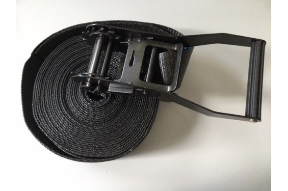 Sangle d'arrimage 50mm avec tendeur &agrave; cliquet Noir - 8m de long (Neuf)