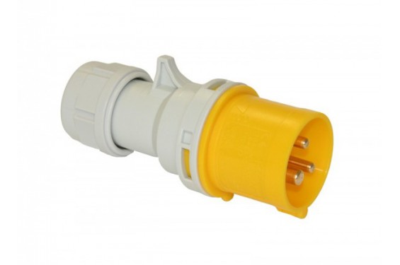 PCE - Prise M&acirc;le jaune CEE 110V - 16A - 3 contacts P17 Type 013 (Neuf)