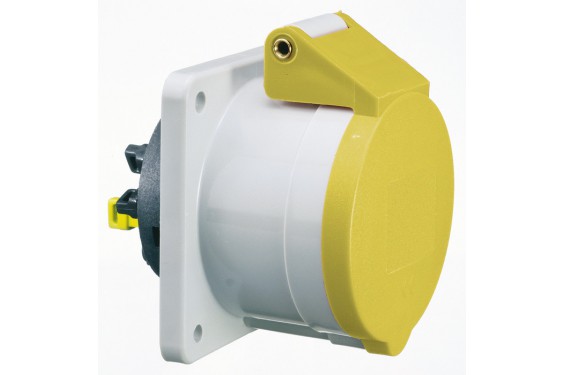 BALS - Embase Femelle jaune CEE 110V - 16A - 3 contacts avec clapet - Type 13685 (Neuf)