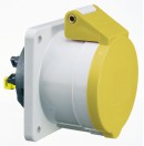 BALS - Embase Femelle jaune CEE 110V - 16A - 3 contacts avec clapet - Type 13685 (Neuf)
