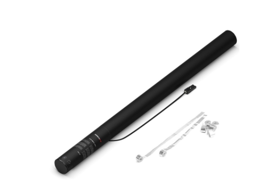 Canon &agrave; serpentins m&eacute;talliques &eacute;lectrique &agrave; usage unique - 80cm - Blanc (Neuf)