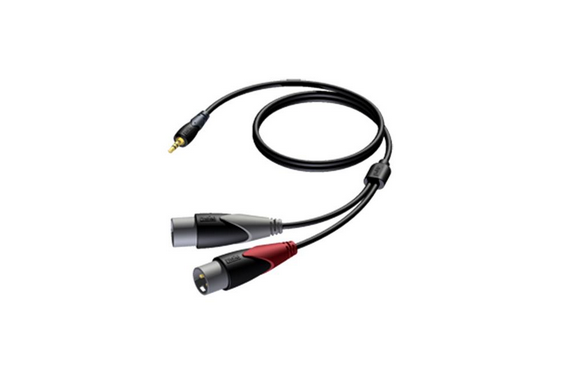 PROCAB -  Câble Professionnel 2xXLR Mâle vers 1x 3,5mm Jack Mâle Stereo - 1.5m (Neuf)